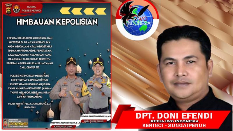 Ketua IWOI Kerinci Sungai Penuh Dpt. Doni Efendi 
