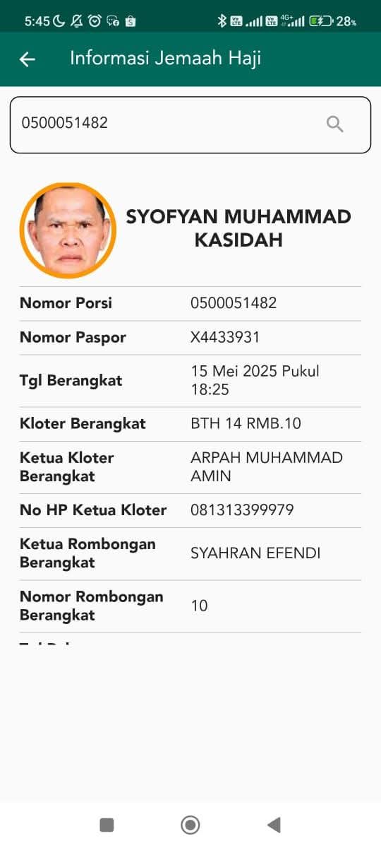 Kabar duka dari Tanah Suci Makkah.Jamaah Calon Haji (CJH) Syofyan  Muhammad Kasidah Meninggal Dunia