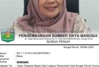Kepala BKPSDM Kota Sungai Penuh,Nina Pastian, S.Sos., M.Si