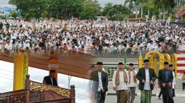 Walikota Bersama Masyarakat Sholat Idul Adha 1446 H di Lapangan Merdeka Kota sungai Penuh.
