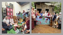 Ketua GOW Sungai Penuh, Marwati Azhar, menyerahkan bantuan sembako secara langsung kepada warga penerima manfaat.