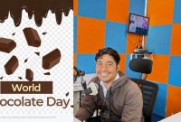 Sudirman, penyiar RRI Sungai Penuh, turut merayakan Hari Cokelat Internasional  berbagi cerita  manfaat cokelat.(Foto inbrita)