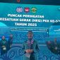 Ketua TP-PKK Kota Sungai Penuh, Ny. Sri Kartini Alfin, S.Kep, NS, bersama Ketua Umum TP-PKK Pusat dan para Ketua TP-PKK se-Indonesia saat menghadiri Puncak Peringatan HKG PKK ke-53 di Balikpapan ( Foto Humas Pemkot)
