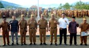 Bupati Kerinci Monadi dan jajaran Forkopimda memimpin apel gabungan ASN di halaman Kantor Bupati Kerinci, Senin, 21 Juli 2025.
