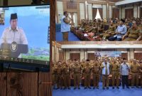 Wako Alfin dan Wawako Azhar mengikuti peluncuran Koperasi Merah Putih secara virtual di Sungai Penuh.

