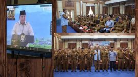 Wako Alfin dan Wawako Azhar mengikuti peluncuran Koperasi Merah Putih secara virtual di Sungai Penuh.

