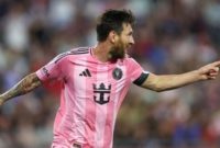 Lionel Messi merayakan gol ke gawang New England Revolution dalam pertandingan MLS bersama Inter Miami ( Google)
