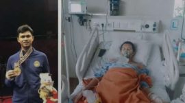 Atlet Jambi Oki Yusmika tetap tegar jalani pengobatan kanker tulang.
( Foto Renol)