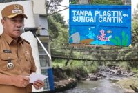 Momen Wali Kota Alfin SH mengajak warga membawa kantong belanja sendiri dan berhenti membuang sampah ke sungai pada Hari Tanpa Kantong Plastik.