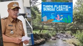 Momen Wali Kota Alfin SH mengajak warga membawa kantong belanja sendiri dan berhenti membuang sampah ke sungai pada Hari Tanpa Kantong Plastik.