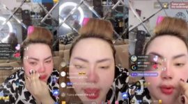 Tangkapan layar live streaming Lisa Mariana saat pengumuman hasil tes DNA.