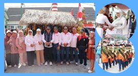 Walikota Sungai Penuh Alfin melepas peserta pawai HUT ke-80 RI.