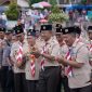 Bupati Kerinci Monadi bersama jajaran saat membuka Jambore Pramuka Siulak dan Siulak Mukai di Lapangan TriDes Tebing Tinggi.
