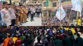 Mahasiswa gelar aksi damai, Selasa 2 September 2025, di Mapolres Kerinci.
