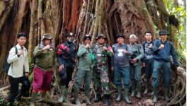 Babinsa Koramil 417-02/GR dampingi TNKS pasang tanda larangan hutan Gunung Raya.
