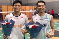 Fajar Alfian/Muhammad Shohibul Fikri saat bertanding di final French Open 2025 menghadapi Kim Won Ho/Seo Seung Jae di Paris, Minggu (26/10/2025).