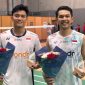 Fajar Alfian/Muhammad Shohibul Fikri saat bertanding di final French Open 2025 menghadapi Kim Won Ho/Seo Seung Jae di Paris, Minggu (26/10/2025).