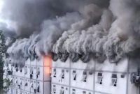 Kebakaran hunian pekerja konstruksi Tower 14 IKN.
( Foto Istimewa)