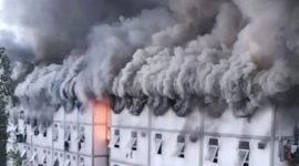 Kebakaran hunian pekerja konstruksi Tower 14 IKN.
( Foto Istimewa)