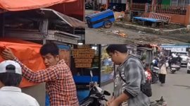 Satu jalur khusus disiapkan untuk memindahkan pedagang MKS dengan aman dan tertib