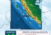 Gempa tektonik M4,9 dirasakan di Mukomuko, Bengkulu.
