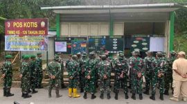 Kapten INF Nasrul pimpin apel pagi Satgas TMMD ke-127 Kodim 0417/Kerinci di Sungai Jernih, Sabtu (11/10/2025).
