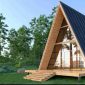 Ilustrasi rumah bergaya A-Frame dengan desain segitiga ikonik. (Foto: Getty Images)
