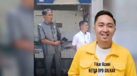 Ketua DPD Partai Golkar Kota Sungai Penuh, Fikar Azmi, memberikan pernyataan kepada wartawan terkait pemanggilan anggota DPRD Fahrudin yang diduga menghina pekerja bangunan saat sidak Pasar Beringin.
