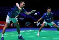Fajar Alfian dan Muhammad Shohibul Fikri tampil solid saat menghadapi Aaron Chia/Soh Wooi Yik di semifinal French Open 2025 di Glaz Arena, Paris.