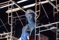 Patung Pahlawan Asal Kota Sungai penuh Mayjen H. A. Thalib di kawasan Pasar Beringin, Sungai Penuh, yang akan dipindahkan ke RSUD Mayjen H. A. Thalib. (Tangkapan layar )