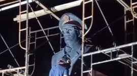 Patung Pahlawan Asal Kota Sungai penuh Mayjen H. A. Thalib di kawasan Pasar Beringin, Sungai Penuh, yang akan dipindahkan ke RSUD Mayjen H. A. Thalib. (Tangkapan layar )