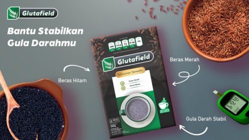Produk Glutafield diformulasikan dari bahan pangan alami seperti beras merah, beras hitam, dan inulin untuk membantu menjaga kestabilan gula darah.
