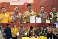 Penandatanganan MoU antara Bawaslu Kerinci dan Kwarcab Pramuka Kerinci tentang pembentukan Saka Adhyasta Pemilu, Jumat (31/10/2025).
