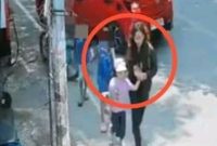 Tangkapan layar rekaman CCTV saat Bilqis diduga diculik wanita. (dok. istimewa)