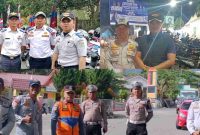 Petugas Dishub dan kepolisian saat mengatur lalu lintas di Kota Sungai Penuh.