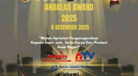 Poster resmi Andalas Award 2025 yang menampilkan jadwal acara penganugerahan pada 6 Desember 2025.( Foto Andalas)