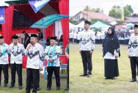 Bupati Monadi memimpin upacara HGN dan HUT PGRI 2025 di Koto Periang (Foto Humas).