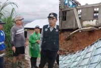 Wawako Azhar bersama tim PUPR meninjau titik bencana longsor dan banjir. ( Foto Humas)