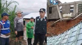 Wawako Azhar bersama tim PUPR meninjau titik bencana longsor dan banjir. ( Foto Humas)