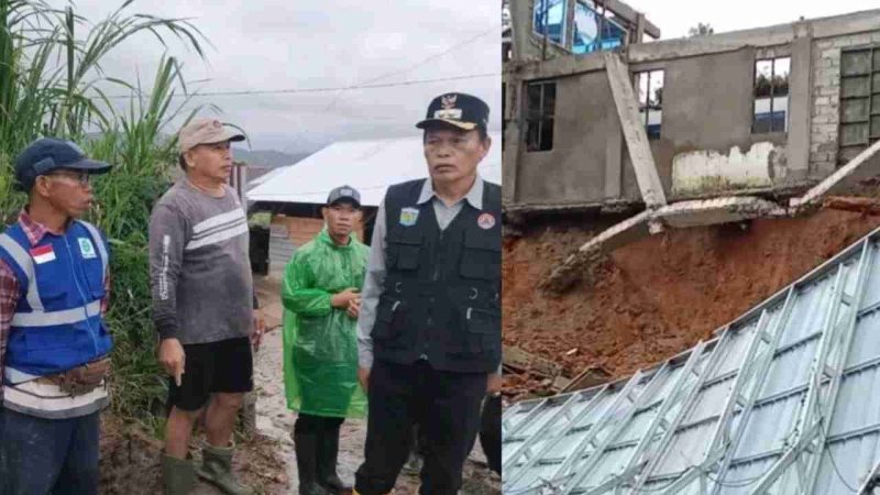 Wawako Azhar bersama tim PUPR meninjau titik bencana longsor dan banjir. ( Foto Humas)