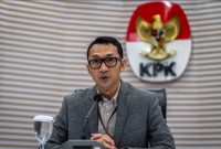 Juru Bicara KPK Budi Prasetyo saat menyampaikan keterangan di Gedung Merah Putih KPK, Jakarta, Kamis (26/6/2025). (BAYU PRATAMA S)