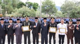 Wali Kota Alfin bersama Forkompinda usai upacara Hari Pahlawan ke-80 di Lapangan Kantor Wali Kota Sungai Penuh.