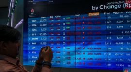 Foto: Layar menampilkan pergerakan Indeks Harga Saham Gabungan (IHSG) di gedung Bursa Efek Indonesia, Jakarta, (Foto CNBC Indonesia)
