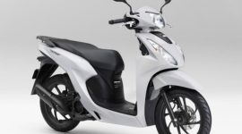 Tampilan depan Honda Dio 110 Lite dengan desain lampu besar.
