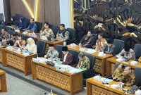 Dirjen GTK Kemendikdasmen Nunuk Suryani saat rapat peninjauan UU Guru dan Dosen bersama Baleg DPR di Kompleks Parlemen, Senayan.