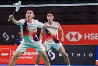 Raymond Indra/Nikolaus Joaquin merayakan keberhasilan lolos ke final Australia Open 2025 setelah mengalahkan pasangan Malaysia Goh Sze Fei/Nur Izzuddin.