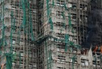 Kebakaran apartemen di kompleks Wong Fuk Court, Hong Kong. (AFP/PETER PARKS)


