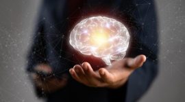 Ilustrasi otak digital yang menunjukkan hubungan antara kecerdasan, teknologi, dan pengembangan kemampuan berpikir.