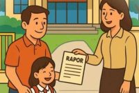 Ilustrasi ayah mengambil rapot anak. (Foto Pexels)