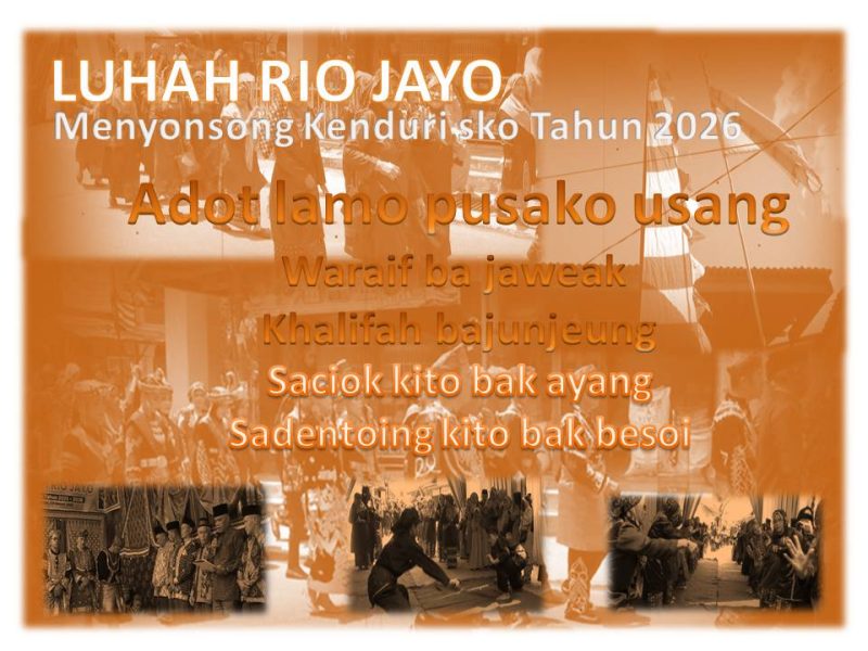 Ninik Mamak Luhah Rio Jayo bersama panitia menyampaikan kesiapan pelaksanaan Kenduri Sko 2026 yang mengusung tema Adot Lamo Pusako Usang di Kota Sungai Penuh.